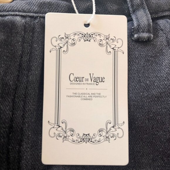 Coeur de Vague Jeans Womens XL Black Distressed Capri Style NWT - Picture 15 of 16